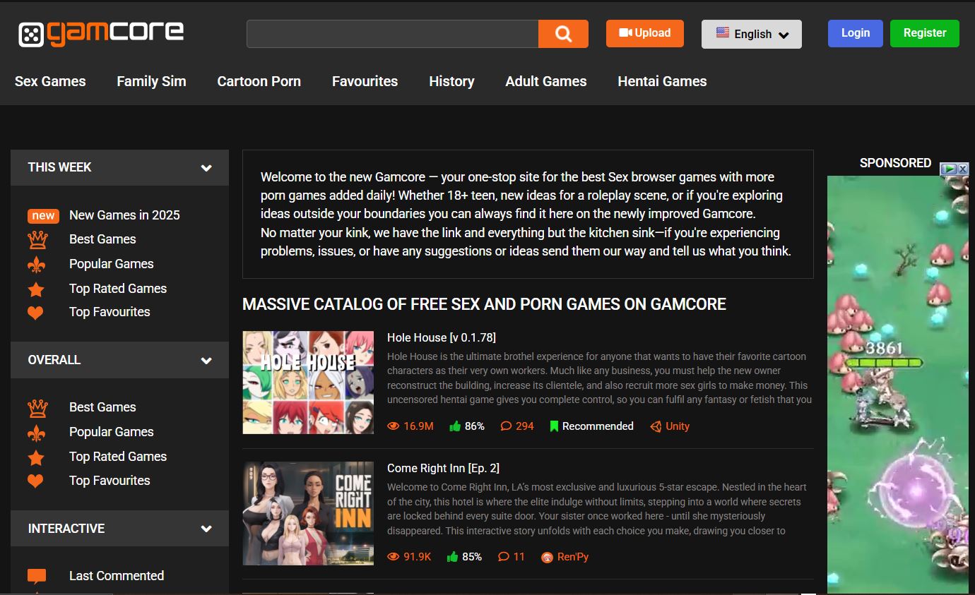 Screenshot of Games - Sex Games, Online Games, Hentai - Porn Games